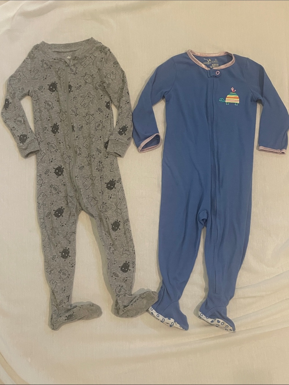 Gray and Blue 18m-24M One-Piece Footed Pajamas. Lot of 2. Dip. Jumping Beans.